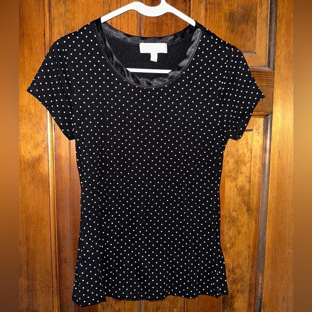 Banana Republic Factory Luxe Touch Black and White Polka Dot Shirt Small